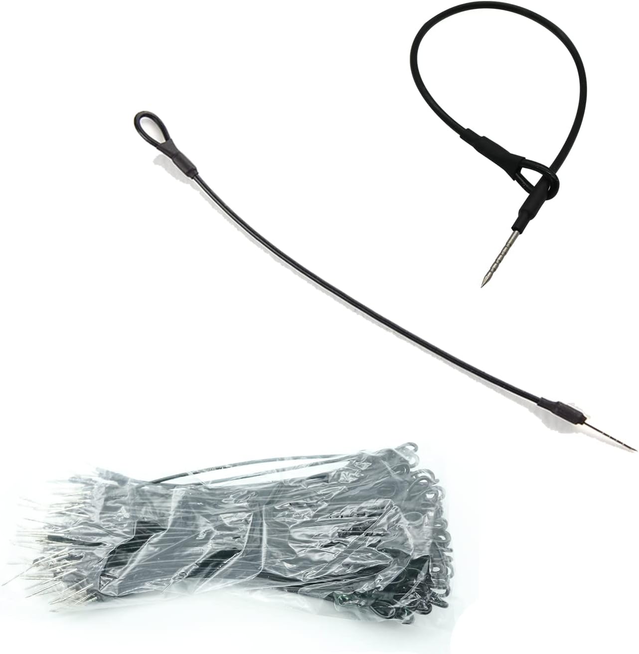 100pcs Security Tags Lanyard Wire Loop to Pin Black Tags for Mini Tag EAS Loss Prevention Antishoplifting Systems Length 6.7” Anti-Theft Rope Black