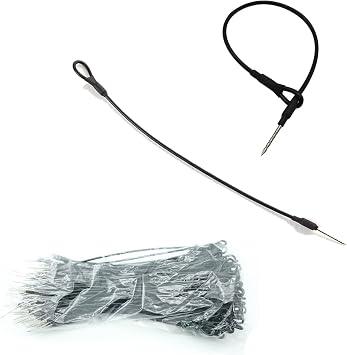 100pcs Security Tags Lanyard Wire Loop to Pin Black Tags for Mini Tag EAS Loss Prevention Antishoplifting Systems Length 6.7 Anti-Theft Rope Black