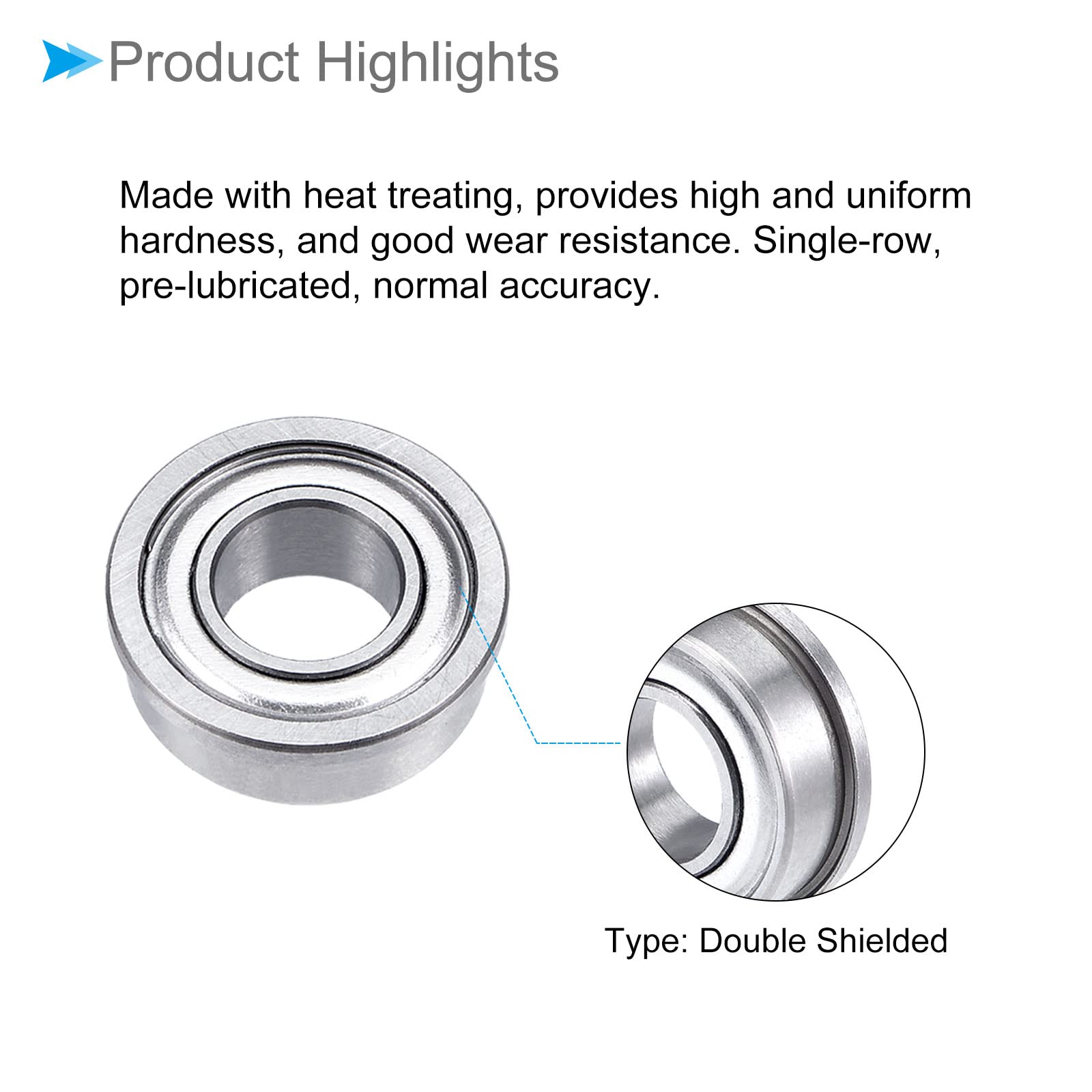 FR188ZZ Flange Ball Bearing 1/4"x1/2"x3/16"Double Shielded GCr15 Bearings 5pcs