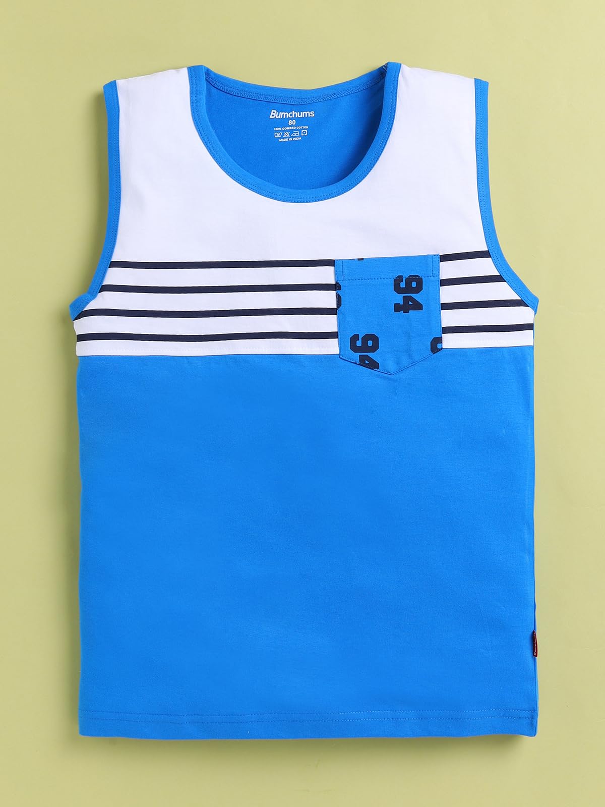 Bumchums Set di maglietta e pantaloni senza maniche per ragazzi, senza maniche, con scollo rotondo, set di abbigliamento casual, alla moda e carino, stampato