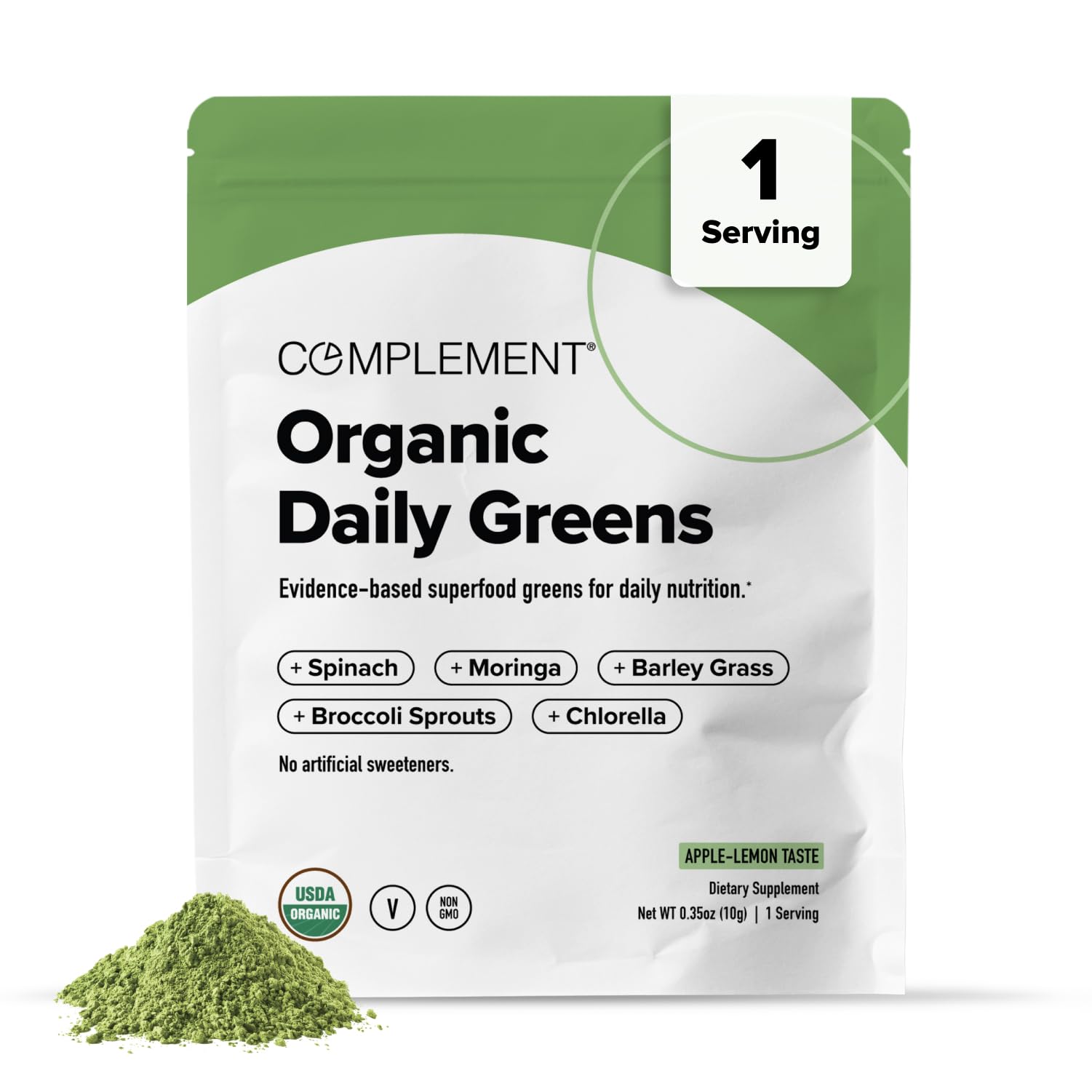 COMLEMENT Organic Daily Greens Powder Superfood (1 Serving Sample) 1 Serving (Pack of 1)