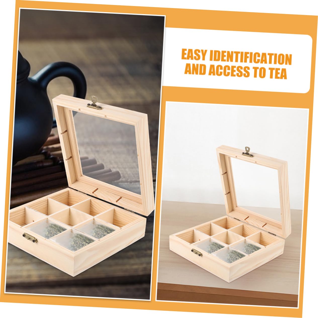 Alipis 2 Pezzi scatola per bustine di tè portabustine del te Porta del tè primo vano magazzinaggio Porta della borsa da tè organizzatore di tè Forniture per la casa Bicchiere Khaki