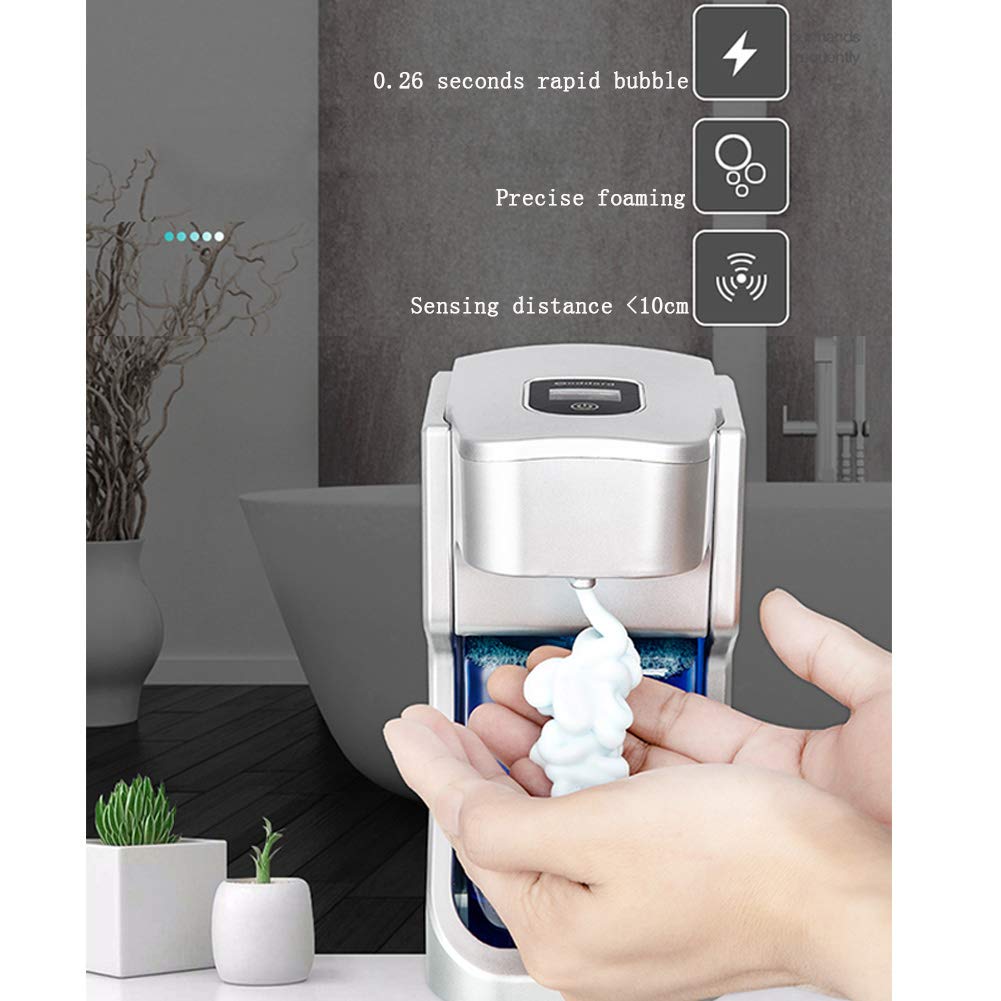 Dispenser di Sapone, Dispenser di Sapone in Schiuma Intelligente, Adatto per Disinfettante per Le Mani, Detersivo per Piatti, Gel Doccia E Altri Liquidi, con 4 Batterie Alcaline AA, 400 Ml