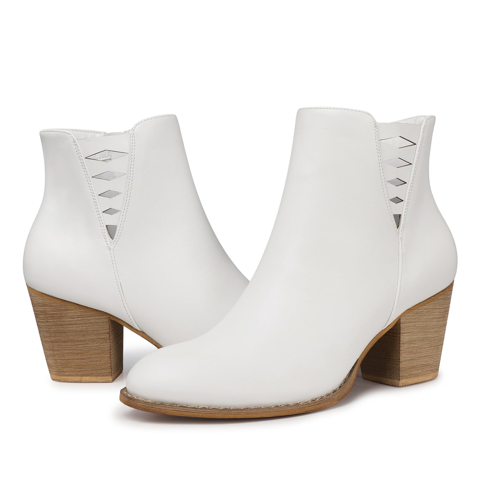 TEMOFON Ankle Boots for Women Booties Suede Short Boot with Chunky Low Heel Almond Toe Comfortable Dressy Shoes