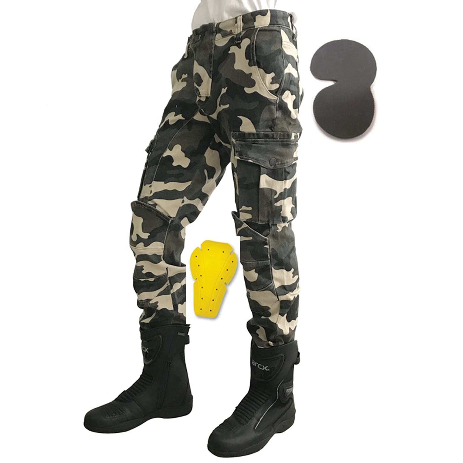 Pantalones De Moto De Camuflaje Vaqueros De Moto para Hombre Viene con 4 Equipos De Protección Desmontables. Vaqueros De Primavera Y Verano, Unisex, Aptos para El Ciclismo. (M-4XL)