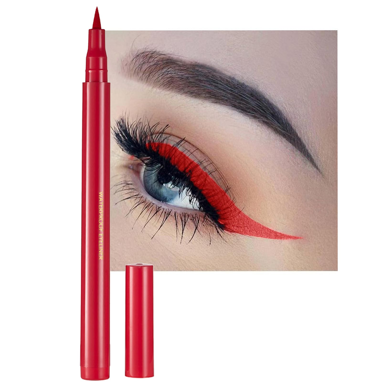 Liquid Eyeliner, Red Eyeliner Liquid, Long-lasting Colored Eyeliners, White Black Red Brown Green Purple Waterproof High-pigmented Colorful Eyeliners for Eye Makeup,1PC Red