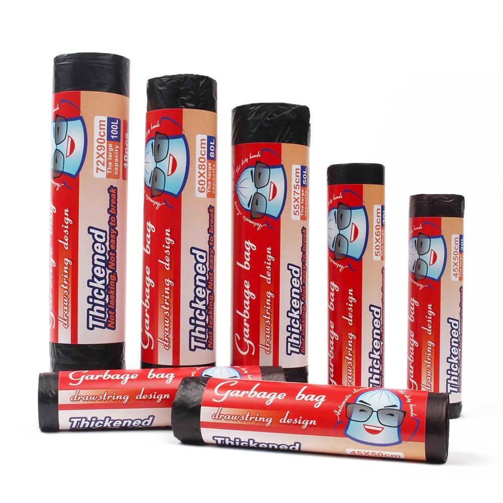 DuBom Large Kitchen Drawstring Trash Bags,Drawstring Garbage Bag Thickened Household Garbage Sorting Bag (1 roll,(20L) 45 * 50cm*15pcs)