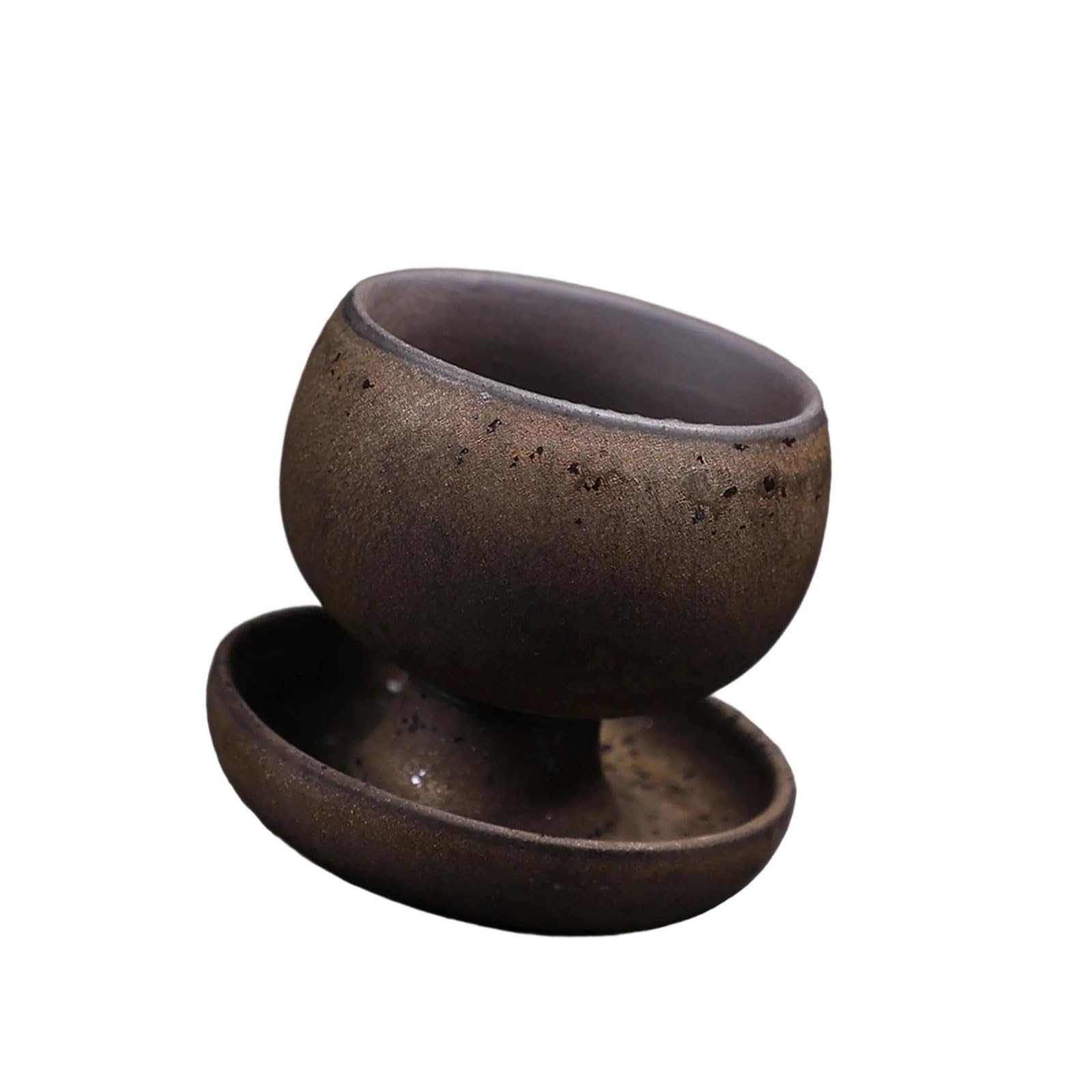 MICFENY Round Ceramics Mug with Nonslip Base Creative Round Water Cup Drinking Cup Beverage Cup for Gifting and Drinking