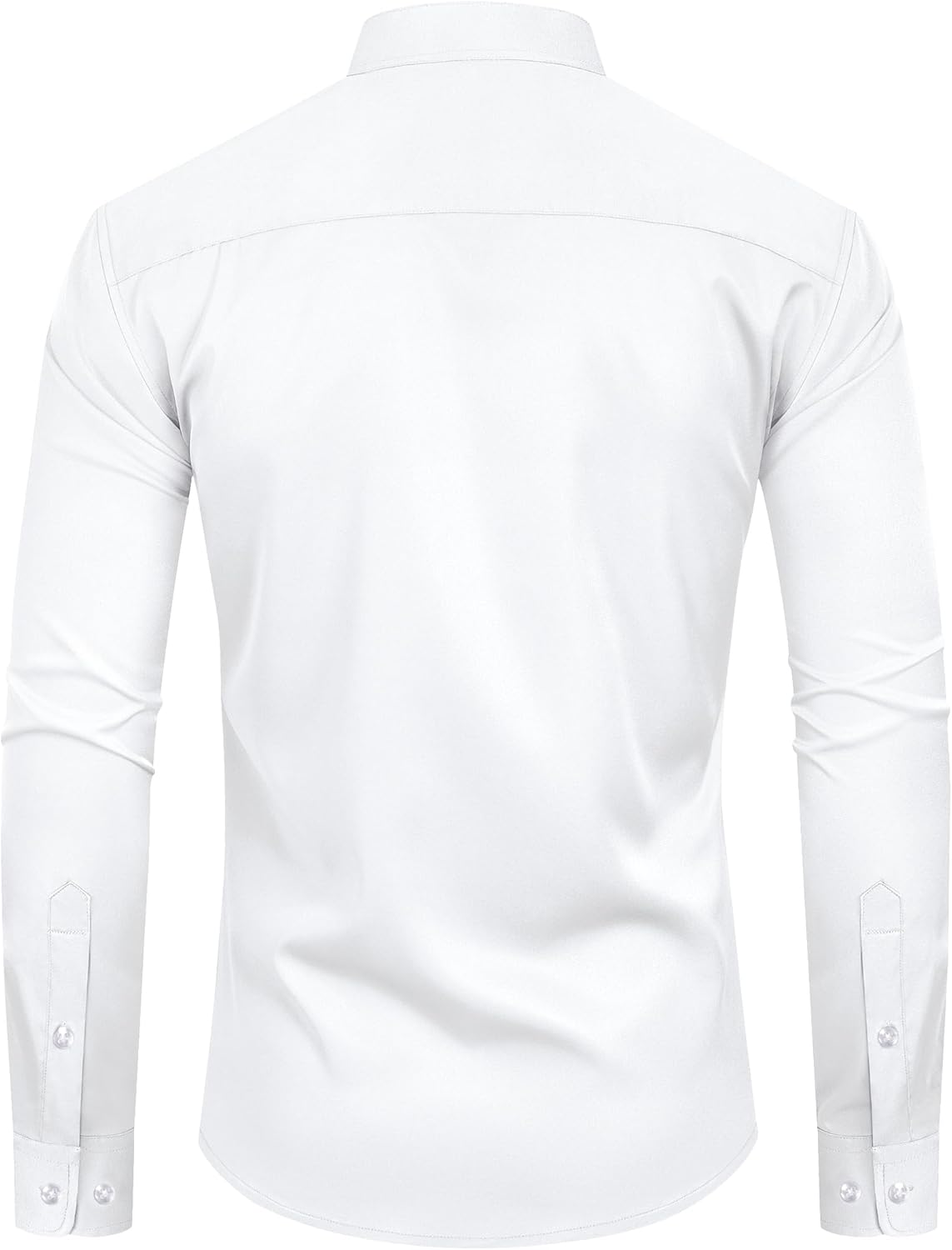 Alimens & Gentle Men's Banded Collar Dress Shirts Wrinkle Free Long Sleeve Mandarin Collar Button Down Shirt - Image 2