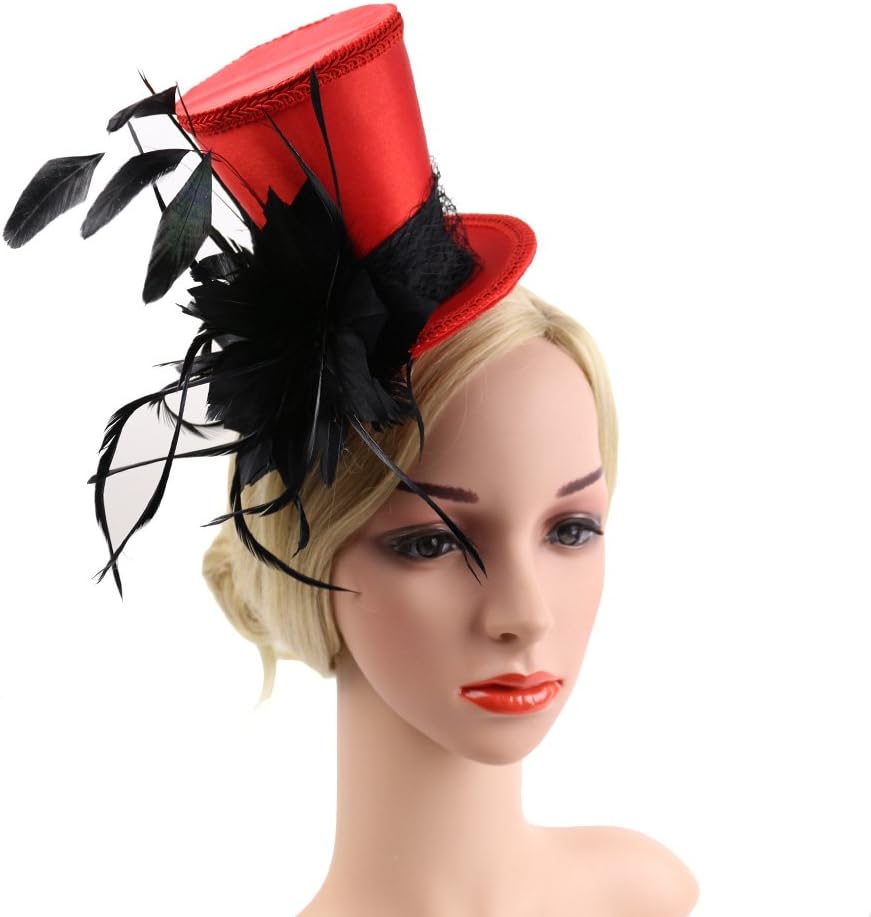 Women Mini Top Hat with Feather - Image 7