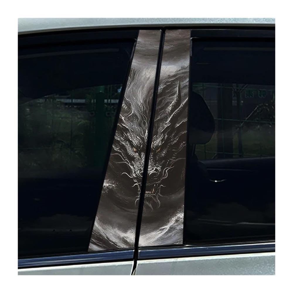 Body Parts 2PCS Car Center Column Waterproof Decals Graffiti Black Dragon Auto B-Pillar Stickers(G)