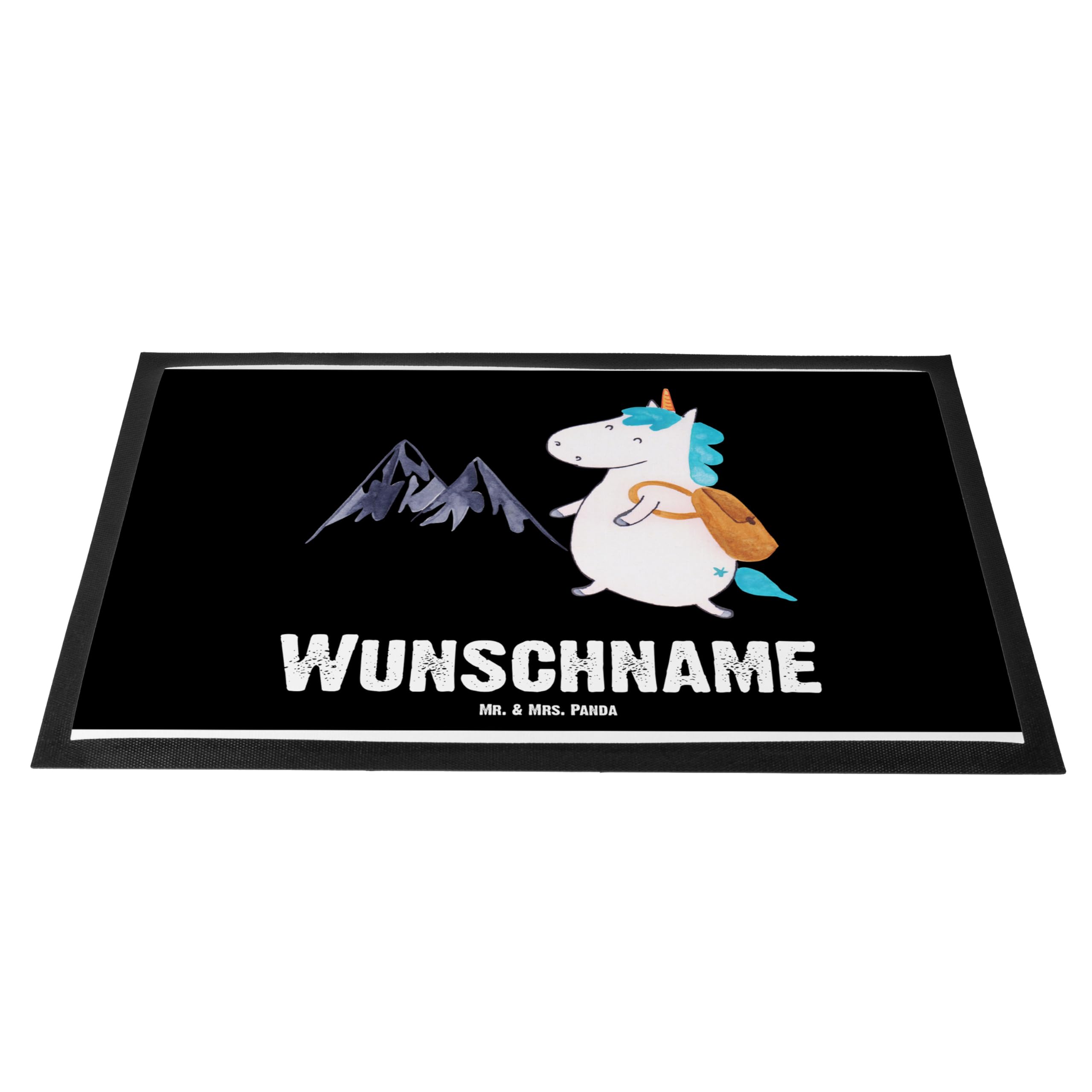 Mr. & Mrs. Panda Personalisierte Fußmatte Einhorn Bergsteiger 40 x 60 cm - Geschenke, Urlaub, Berge, Fussmatte mit Namen, Abtreter, Abenteuer, personalisiert, personalisierbar, Einhörner, Unicorn