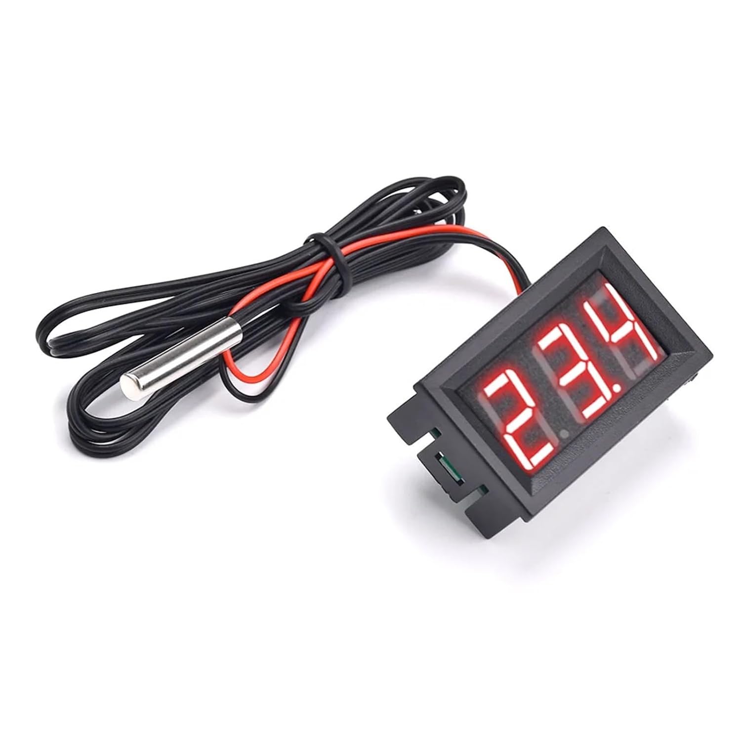 DC4-30V Digital LED Thermometer 0.56 Inch 3Digit Temperature Monitor Panel Meter Thermostat Control Instrument Sensor with Probe(Red)