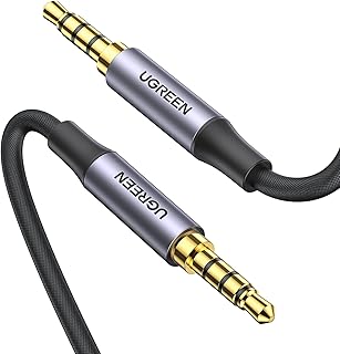UGREEN 3.5mm TRRS 4 Pole Dual Male Jack Stereo Aux Car Audio Cable Nylon Braided Compatible with iPad iPod Headset Microph…