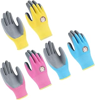 CAXUSD Lindos Guantes de Jardinería para Niños Paquete de 3 Guantes Resistentes para Plantar para Uso Preescolar al Aire