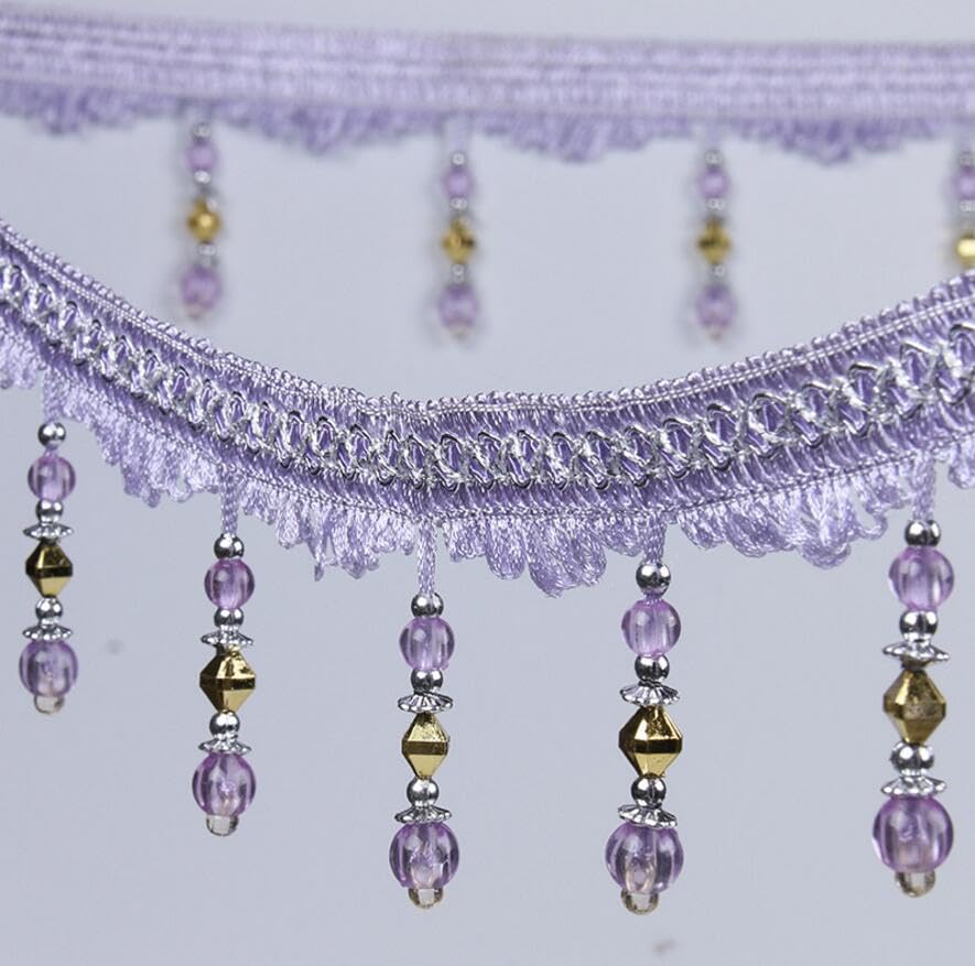 Garniture de pompon tressée en strass de 12 mètres for la couture, la décoration intérieure et les projets d'artisanat(Red)