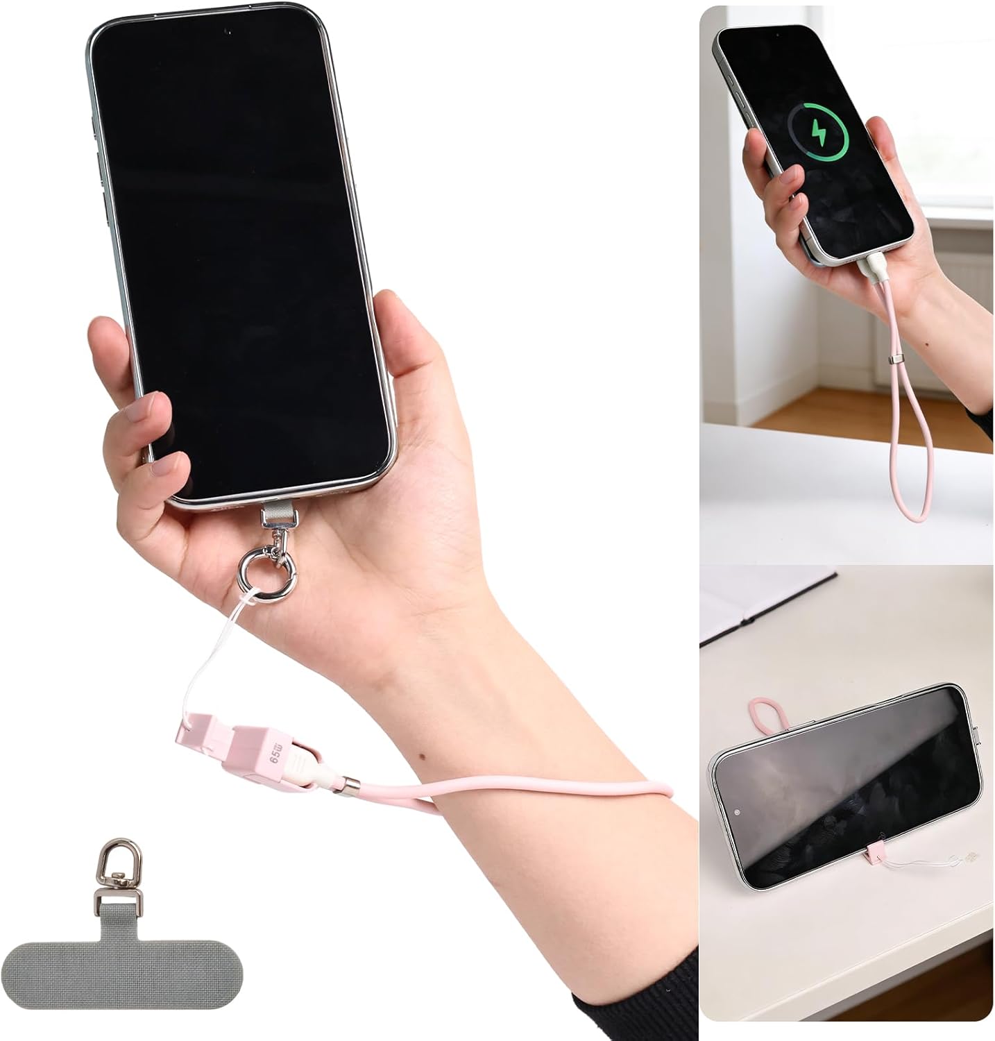 Phone Wrist Strap PD65W USB C to USB C Cables, Phone Holder