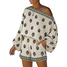 CHICME Womens 2 Piece Boho Outfit Lantern Sleeve Linen Top and Shorts Set Beach Vacation Summer Outfits