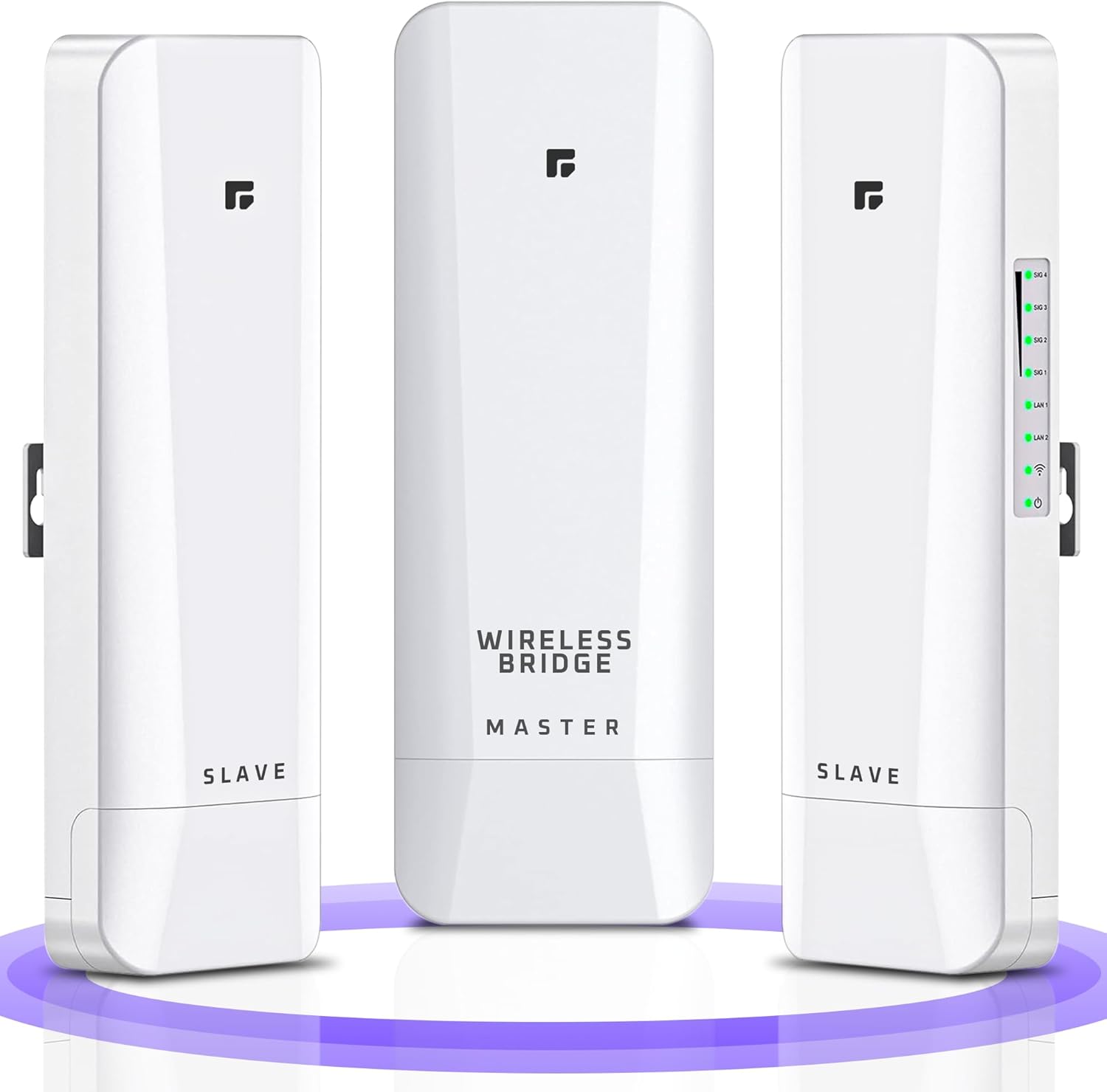 Wireless Bridge, Pre-Configured 3 Pack Long Range WiFi Bridge for Point to Multi-Point, High-Speed Network Bridge with Hotspot, for Stores, Barn, Garage, Building, 100/1000Mbps LAN Port. 3 Pack (5KM)