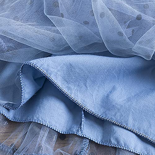 Vestido de malla para niña de 1 a 7 años de manga larga con lazo 2