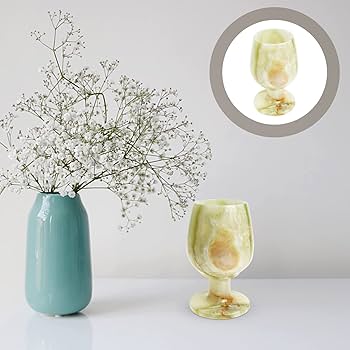 Amazon | OUNONA 大理石のワイングラスカクテルゴブレット石のワイン