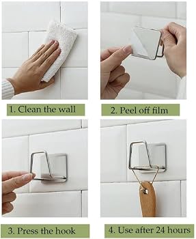 Porte Torchon Adhésif Support Pour éponge évier HOLEMZ - 4 Pièces Acier Inoxydable Auto-adhésif - Porte-éponge De Cuisine Support Eponge