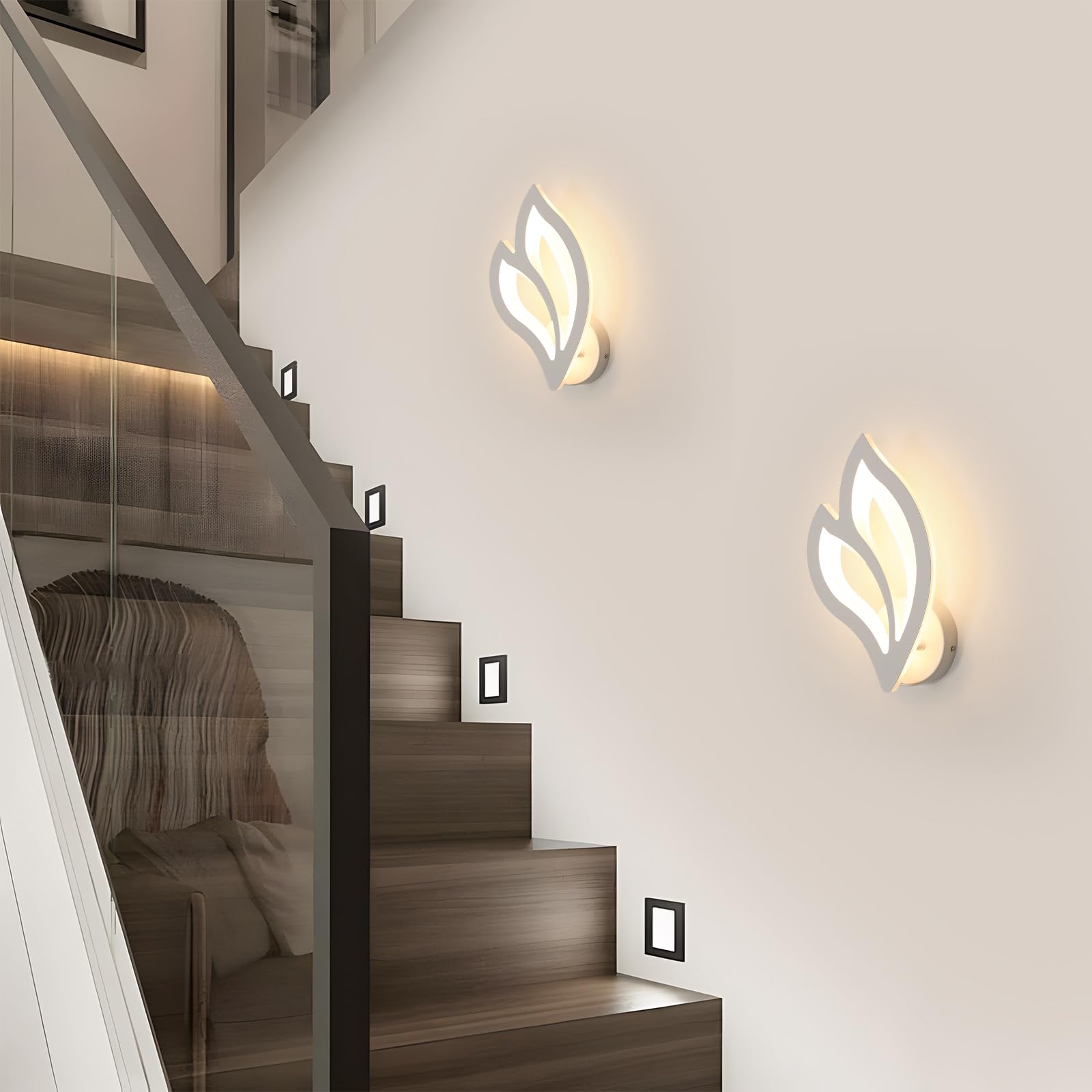 2 Stück LED Wandleuchte Innen Moderne, 13W Warmweiß 3000K | Blumenförmige Wandlampe, Wandleuchte LED aus Acryl für Schlafzimmer Flur Wohnzimmer Treppe Verwendet