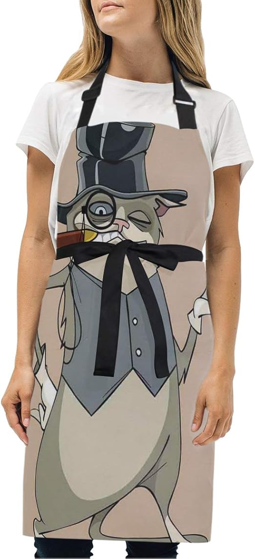 Amazon Miscery エプロン モノクルと帽子で面白い紳士猫キャラクターの漫画スタイルのイラスト 耐久性 調節可能 おしゃれ 男女兼用 仕事用 保育士 カフェ 料理室 家庭用 ファッション柄 エプロン オンライン通販