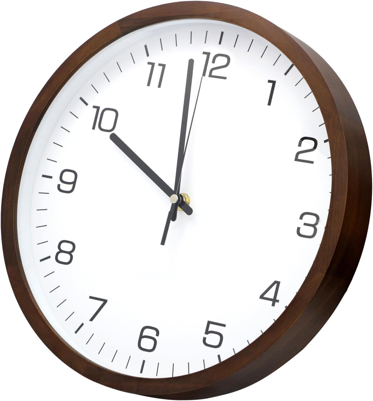 MEIRED Wooden Wall Clock 12 Inch Silent Non Ticking Wall Clocks Battery Operated Wood Analog Retro Round Clock Decorative for Kitchen,Home,Living Room,Classroom, Walnut White