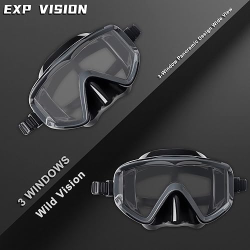 Miniatura 4 de Máscara panorámica de buceo Pano 3 para adultos, máscara de buceo de vidrio templado, gafas de natación de alta calidad con cubierta de nariz,