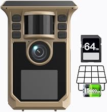 Trail Camera 4K 64MP Solar Game Camera with 5000mAh Forever Power, 64GB Memory Card and Ip67 Waterproof Angle Night Vision for Wildlife Deer Outdoor Trail Cam, Monitoring Trail Cameras