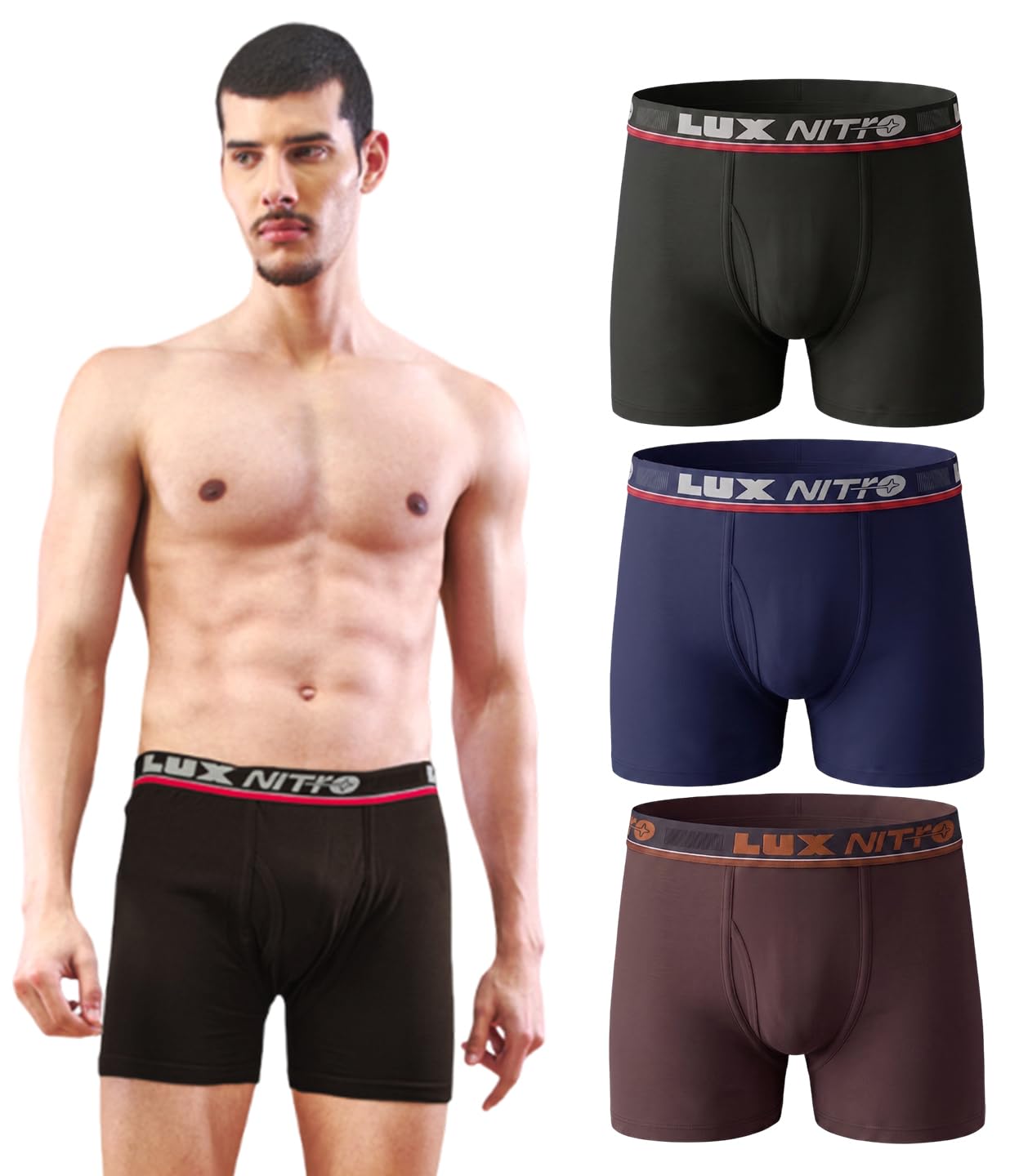 lux nitro Men's Long Trunk | 100% Combed Cotton | Super Soft Outer Waistband | Breathable & Long-Lasting Comfort Pack of 4-picture-12