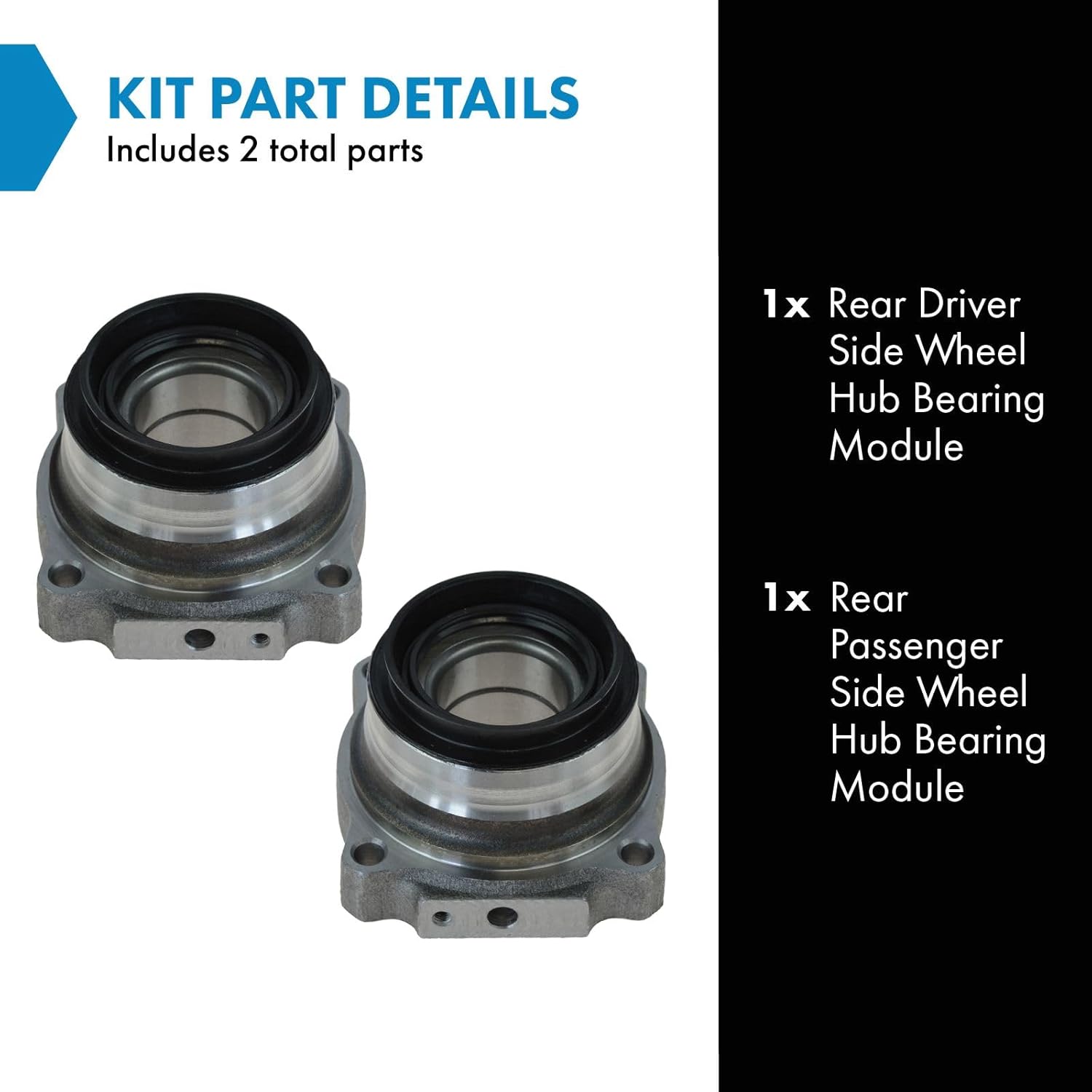 TRQ Rear Wheel Hub Bearing Driver Left Side & Passenger Right Side 2 Piece Set for 2005 2006 2007 2008 2009 2010 2011 2012 2013 2014 2015 2016 2017 2018 2019 2020 Tacoma