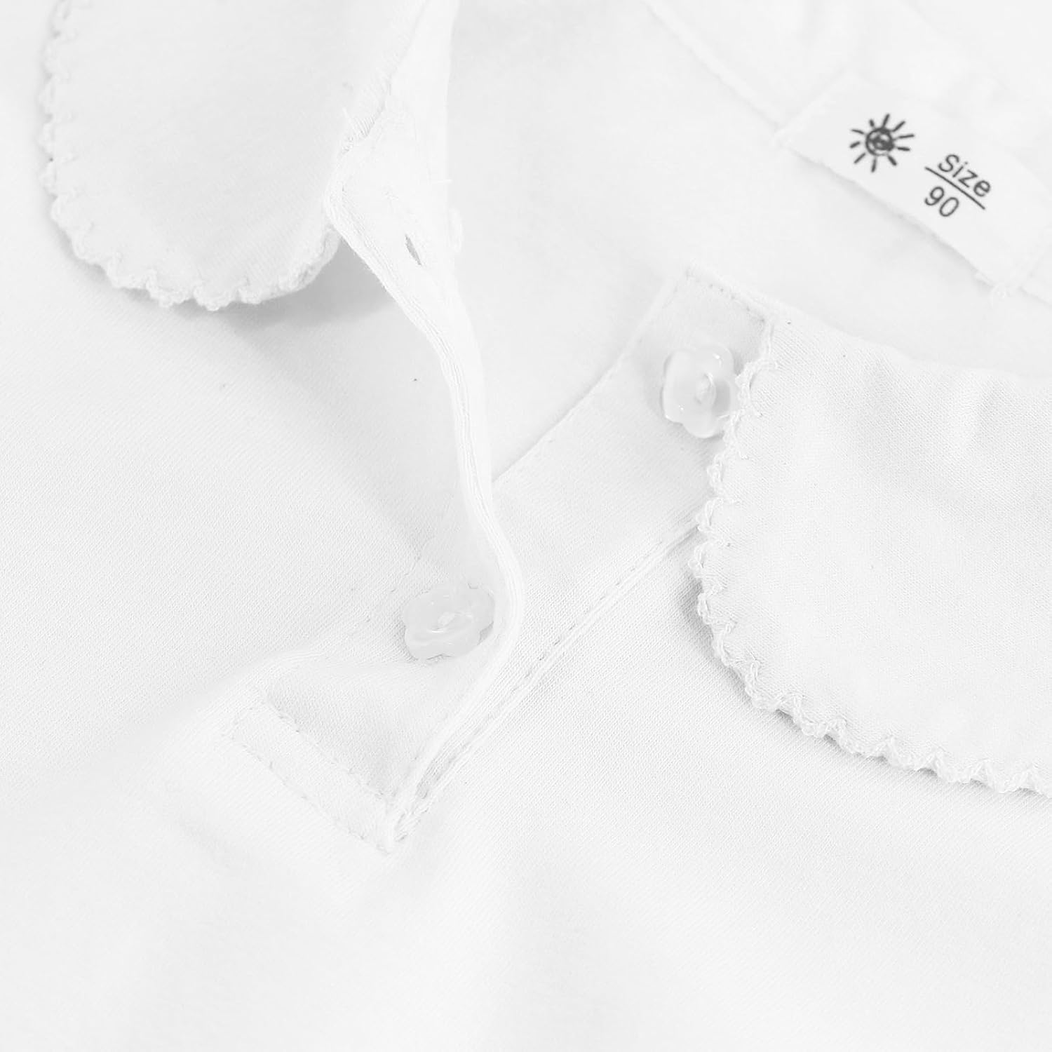 KISBINI Toddler Girls Puff Short Sleeve Polo Shirts Peter Pan Collar Cotton School Uniform Shirts