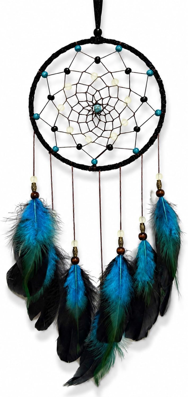 Dream Catcher for Boys Blue Dreamcatcher for Bedroom Handmade Feather Hanging Decoration Ornament Birthday Festival Craft Gift