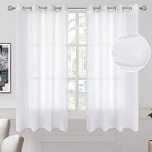 BGment White Semi Sheer Privacy Curtains Drapes 63 Inches Long 2 Panels Set
