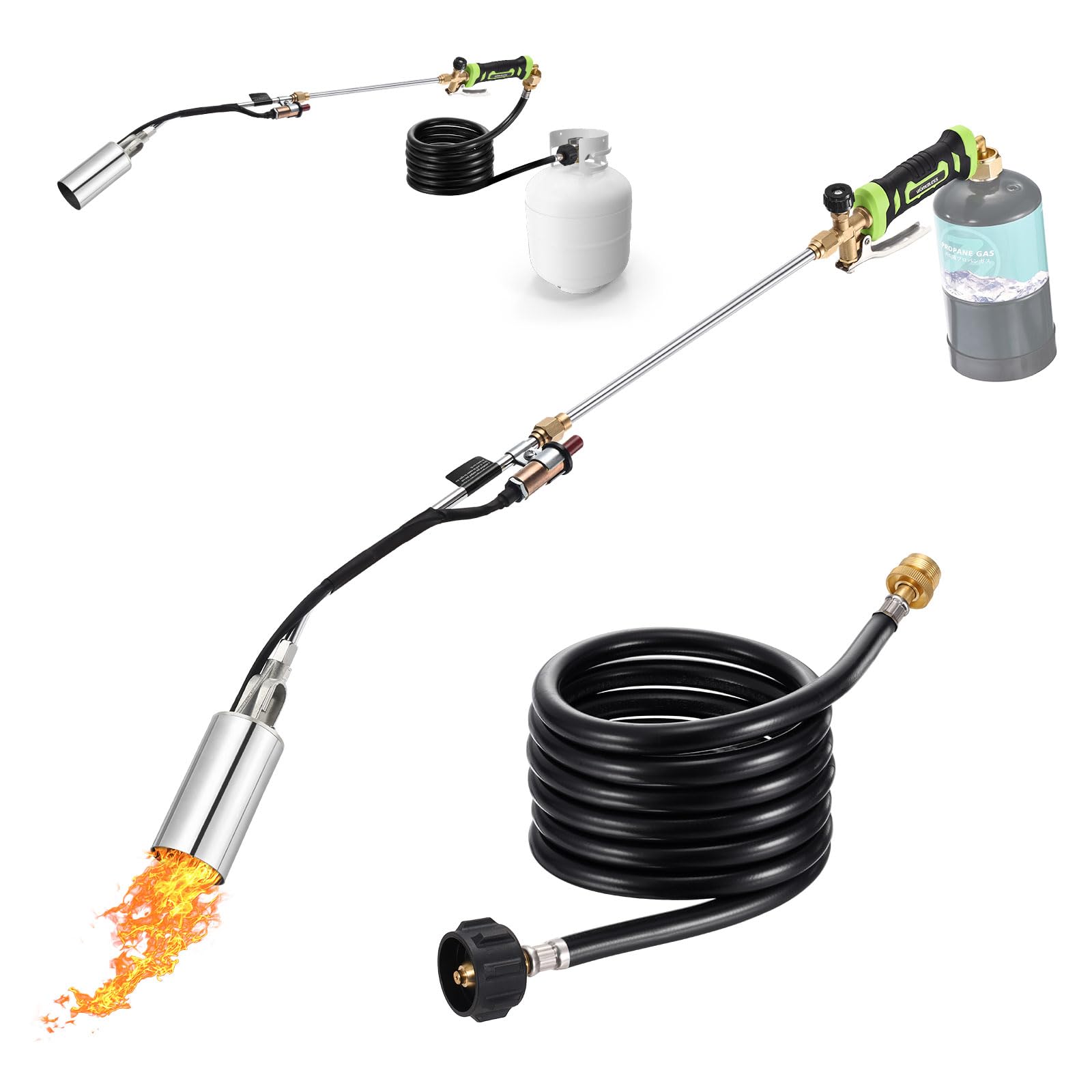 WorkBless Weed Torch, Propane Torch Weed Burner with 10 ft Hose, 1800,000 BTU, Flame Weeder with Flame Control for Weeding, Snow Melting