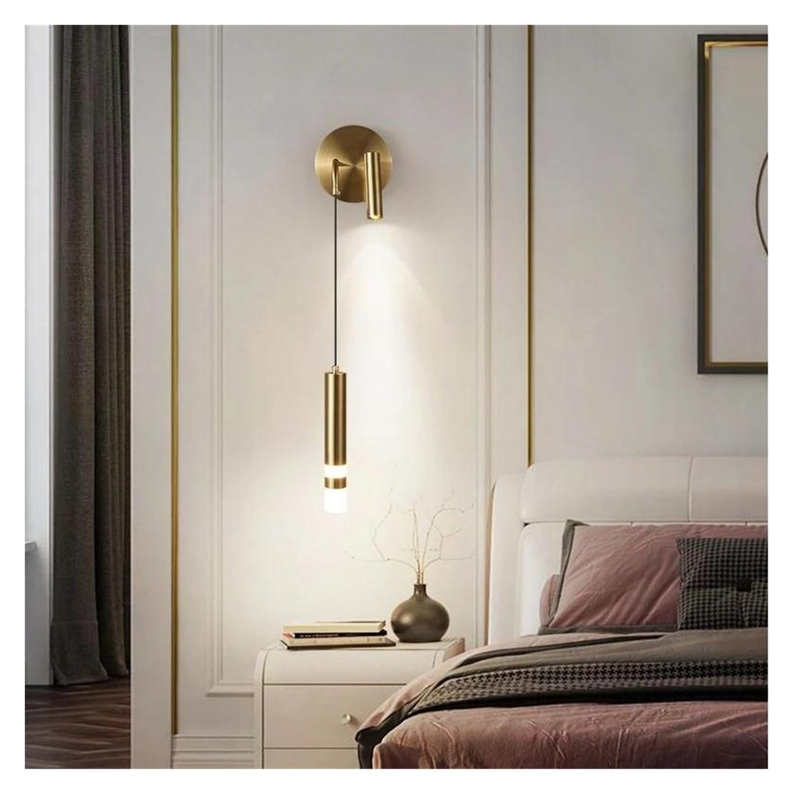 Olskfuh Size_name Led Wall Lamps Reading Light Bedside Hotel Modern Lamp Bedroom Study Stair Sconces,-Brass 2 Head