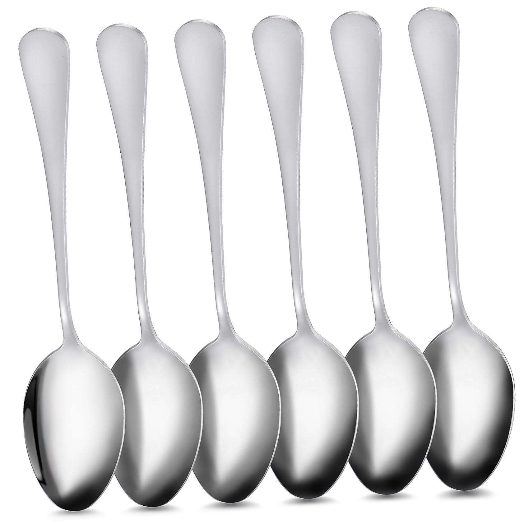 COLLBATH 6Pcs Stainless Steel Serving Spoon Lightweight Dinner Spoons for Food Serving Soup Rice Classic Design with Mirror Finish for Home Kitchen and Outdoor Activities