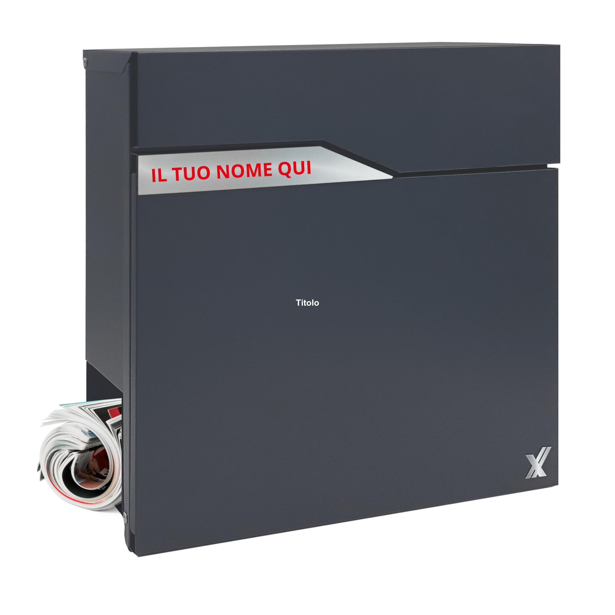 ALUBOX Urania Buzon Exterior Moderno de Acero y Chapa galvanizada 37x37x11 CM Placa Personalizada y Cerradura Buzon Antirrobo Buzones de Correos Exterior FABRIGADO EN Italia (Antracita)