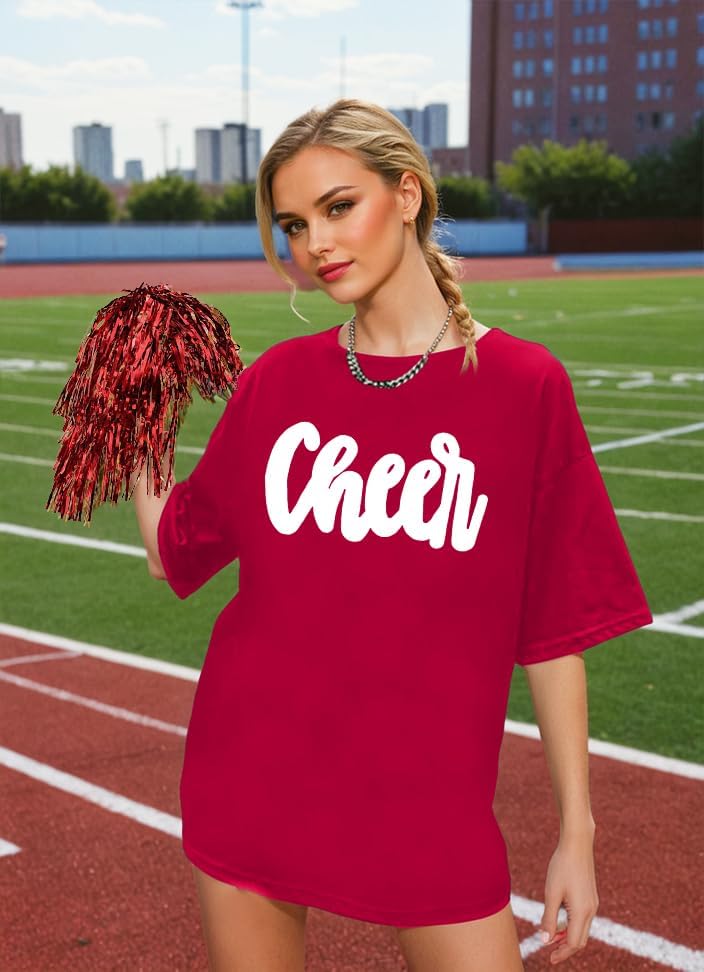 Mom Shirts for Women Oversized in My Cheer Mom Era Print Letter Tshirt Game Day Cheerleading Shirt Short Sleeve Tees Tops - Image 2