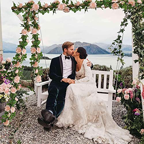 Felice Arts 2 Pack Pink Artificial Floral Garland 13 Ft Fake Rose Vine Hanging Rose Garland For Wedding Flowers Table Centerpiece Arrangement Room Baby Shower Teepee Mirror Decor #TOP1