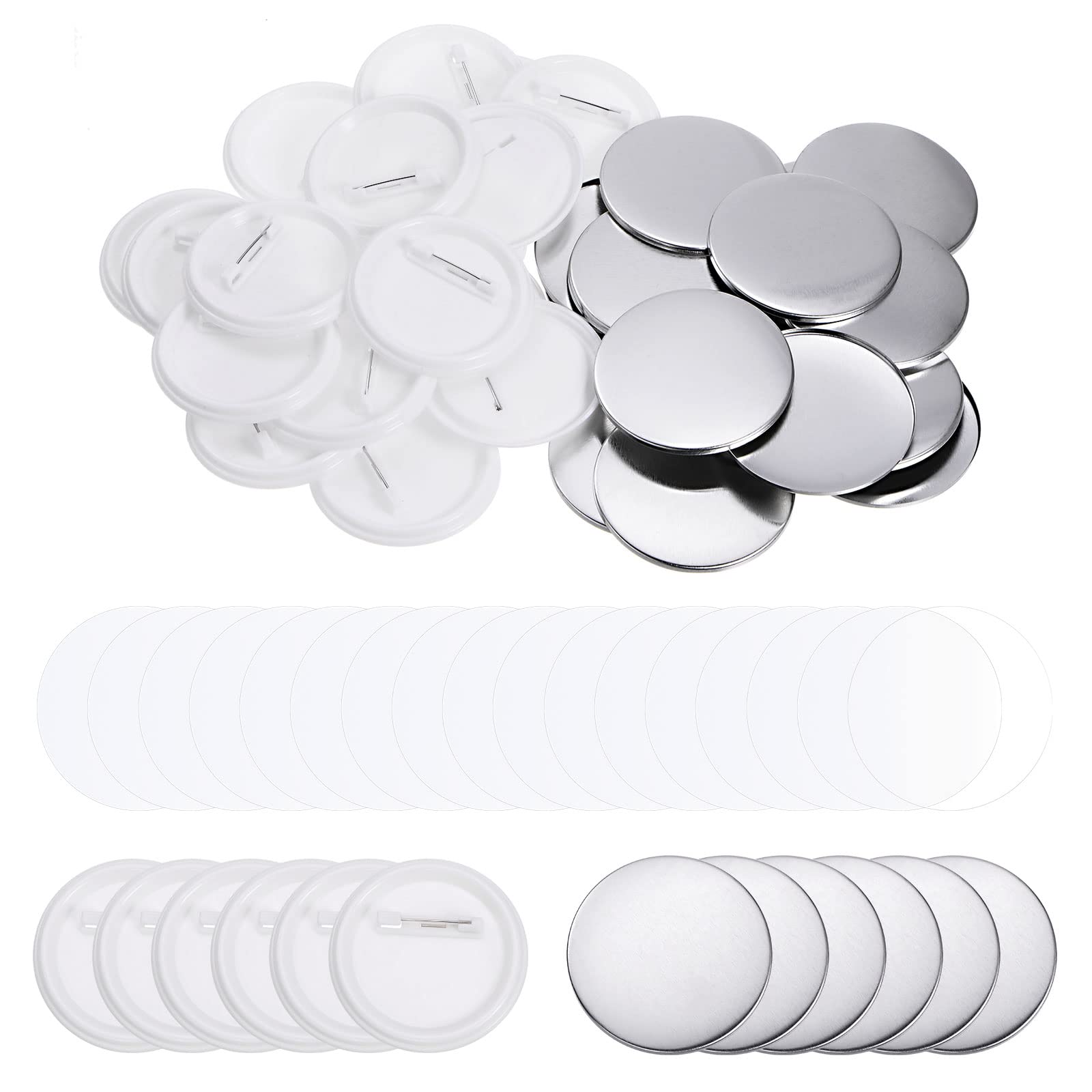 Sourcing Map Button Maker Parts: 120pc 58mm Round Metal & Plastic Button Backs, Clear Film