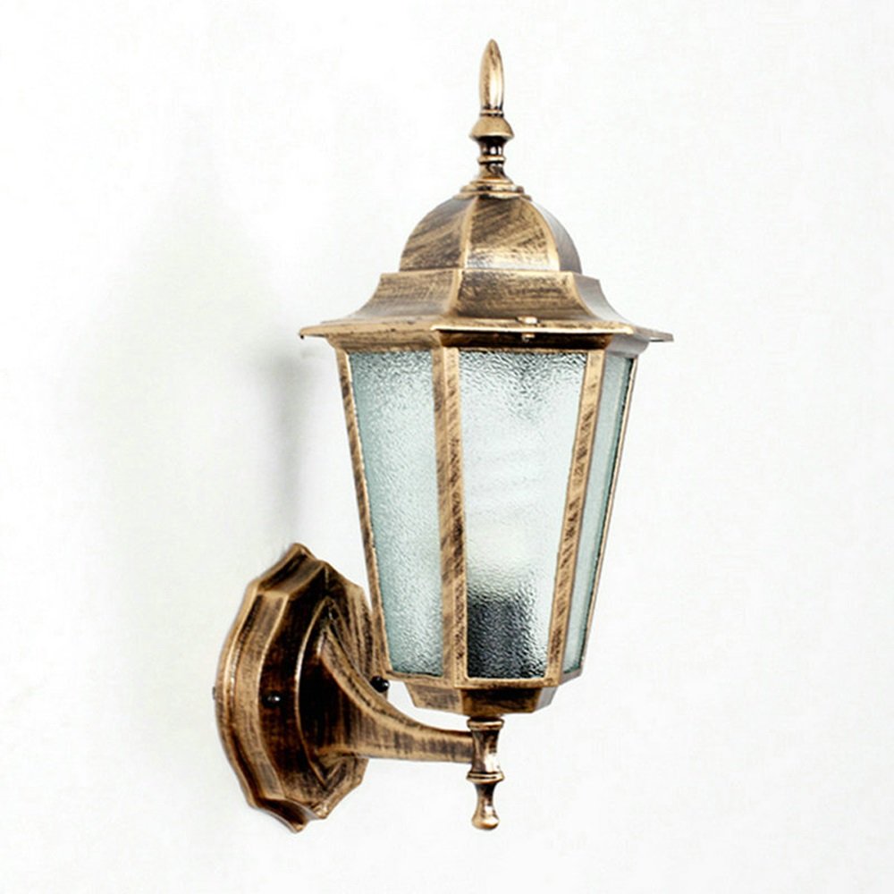 HPTHLY Wall Mounted Light Ip55 Outdoor Wall Light Garden Decoration Exterior Wall Lantern For Aisle Pavilion Garden Residential Road Lighting E27 Reading Lig(Brass)