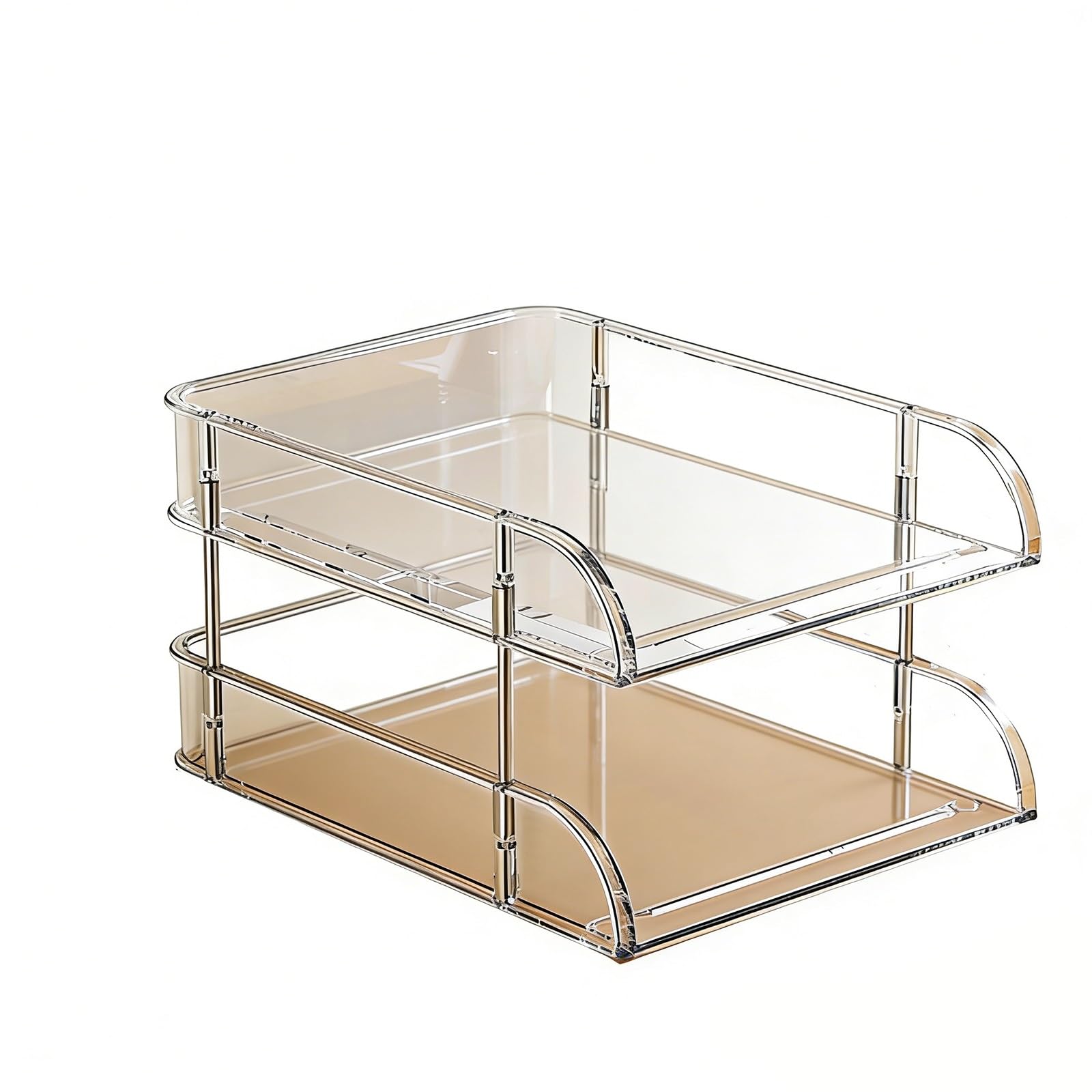 Organizador de escritorio, bandeja apilable para cartas, bandeja de papel de plástico transparente, organizador de escritorio y documentos para suministros de oficina, bandeja A4/carta (transparente