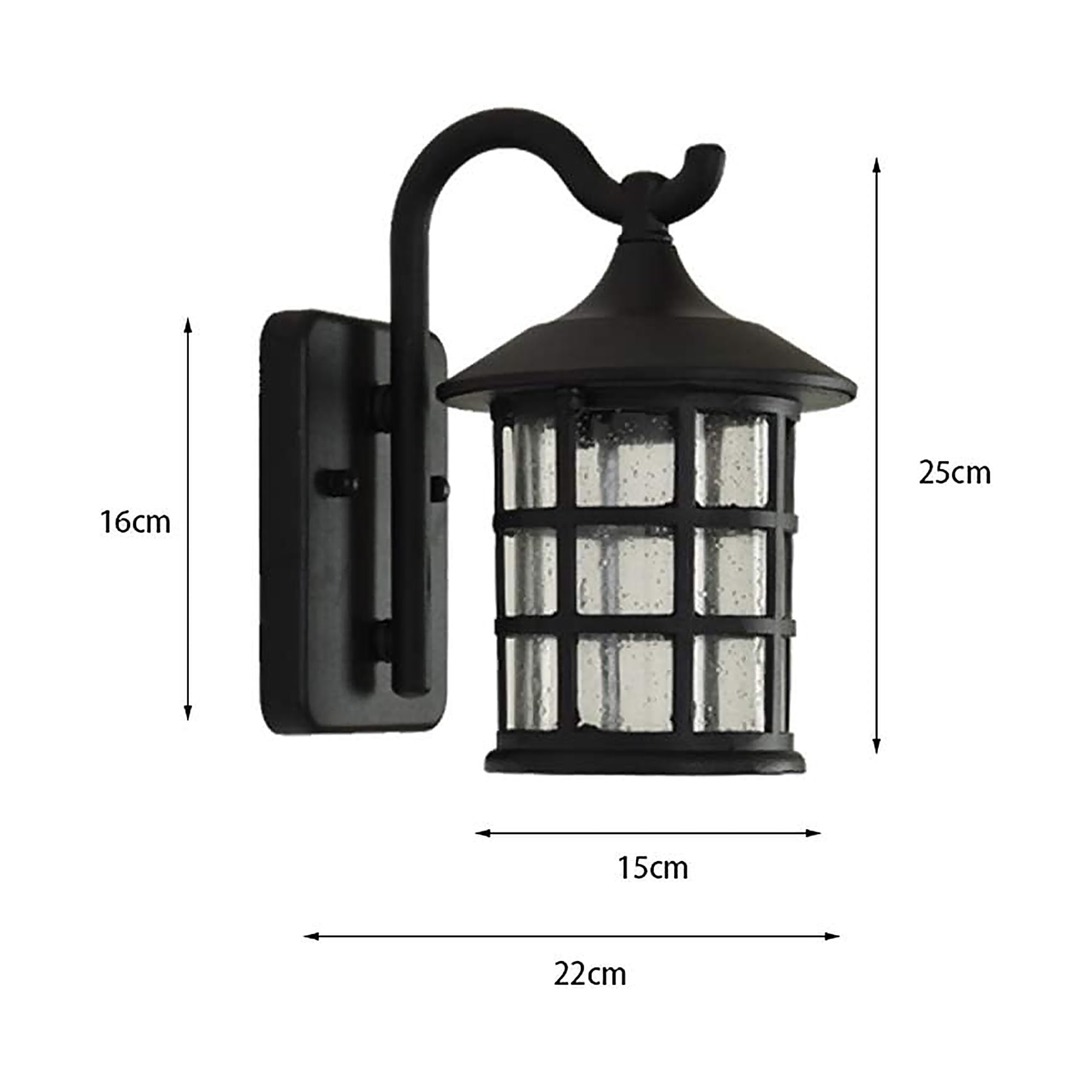 Mengjay Lampada da parete esterni impermeabile Villa paesaggio della decorazione della lampada del giardino Lanterna Retrò E27 Applique da parete all'aperto europea per esterni in alluminio vetro (A