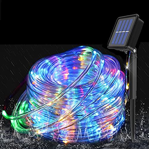 Solar Rope Lights, 40ft 120 LED Rope Lights Outdoor with 8 Modes Color ...