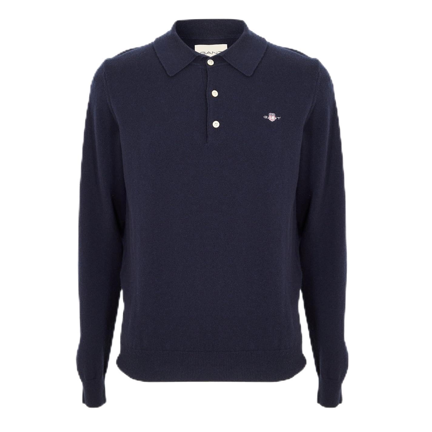 Gant Men's Blue Superfine Lambswool Polo Marine S
