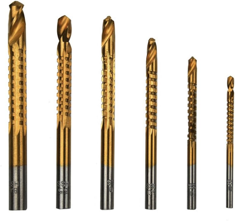 6PCS 3-8mm Titanium HSS Drill & Saw Bit Set Cutting Carpenter Wood Metal,Drill Saw Bit Set,3/4/5/6/6.5/8mm HSS Titanium Coated Drill Bit Plastic Metal Hole Grooving Drill Saw Cutting Woodworking Tools