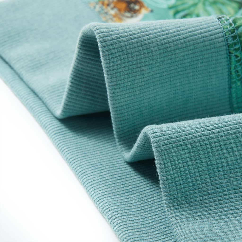 Sudadera infantil verde jaspeada con estampado de flores y tigre, 95% algodón, talla para 1,5-2 años, camiseta de manga larga, suéter cómodo para niños, transpirable y duradero